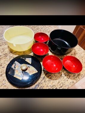 Vintage Yamanaka Japan Lacquerware Bowls & large Miso or Ramen or Rice bowl lid